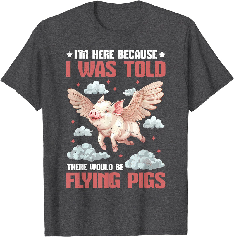 Flying Pigs FH I'm Here Because I Was Told There Would Be Flying Pigs_ ---- T-Shirt - Dark Heather Grey