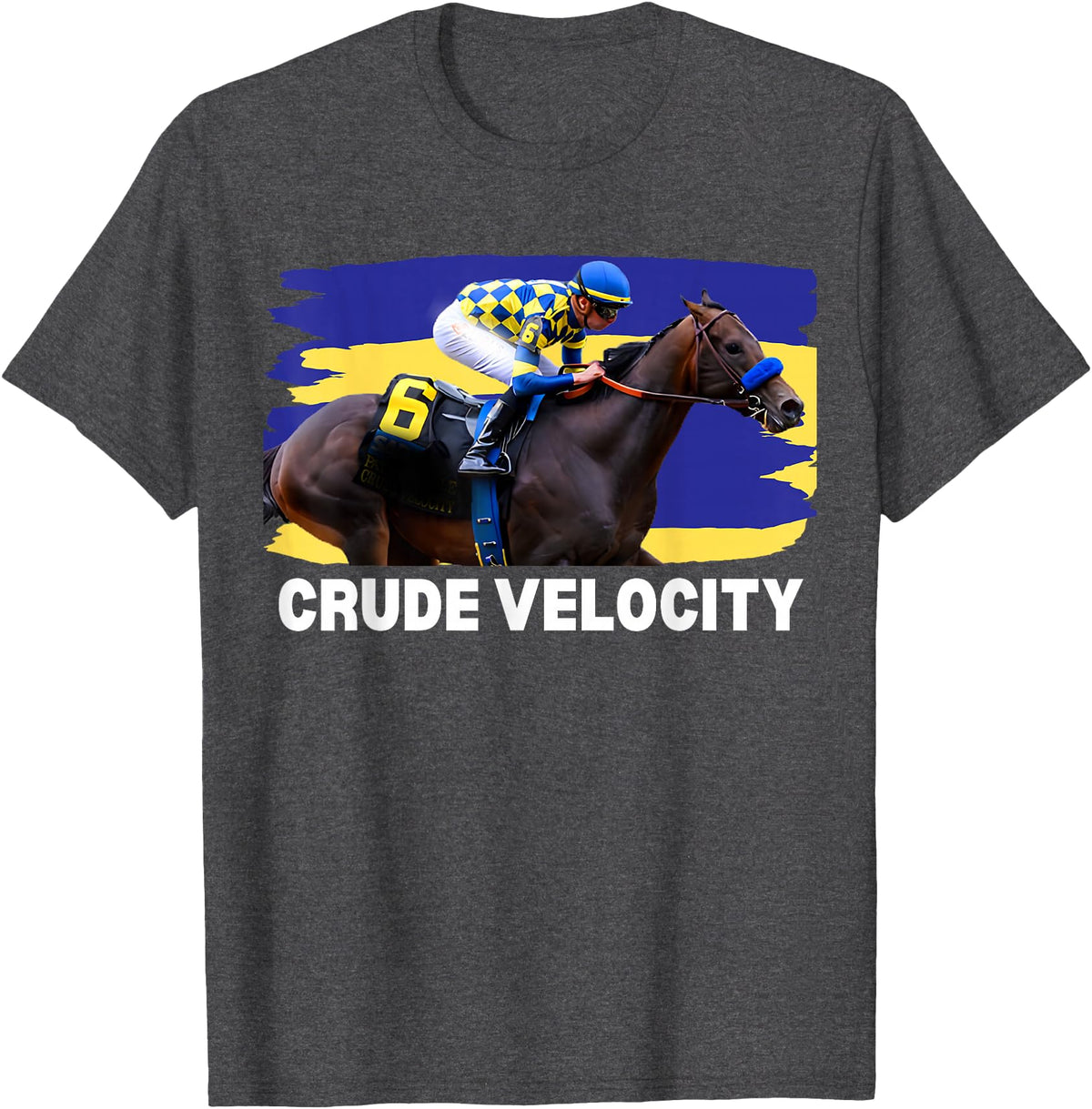 Handicapping Horse Gear Crude Velocity Horse, Horse Racing, Santa Anita, Del Mar T-Shirt - Dark Heather Grey