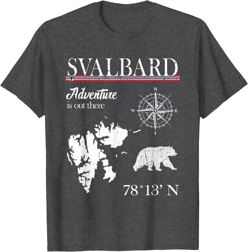 Spitsbergen Norway Scandinavia Travel Nordic Bear Svalbard - Adventure Is Out There - Norway Norwegian Flag T-Shirt - Dark Heather Grey