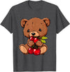 Cute Cherry Animals Cherry Bear Cute Bear Nature Cherry Fruit Artwork Wildlife T-Shirt - Dark Heather Grey