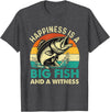 Funny Fishing Shirts Happiness Is A Big Fish And A Witness - Fishing Fisherman T-Shirt - Dark Heather Grey