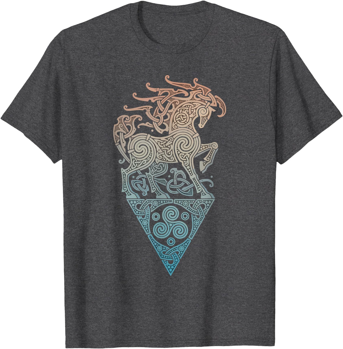 Norse Viking Mythology Great Love Horses VIKING CELTIC odins horse T-Shirt - Dark Heather Grey