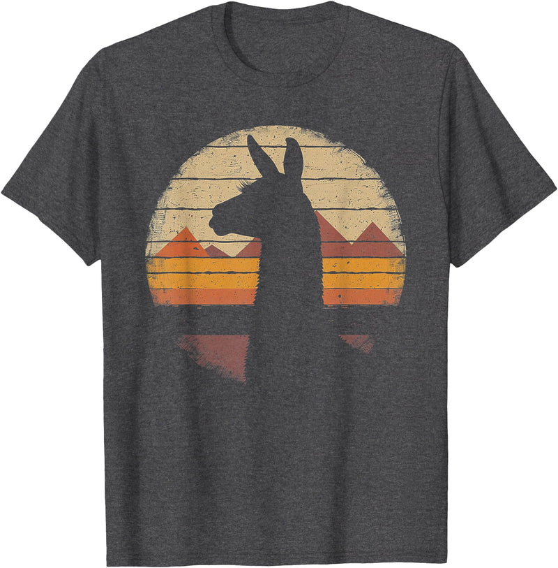 Llama Alpaca - Retro 70s 80s - Birthday Llama Alpaca - Retro 70s 80s Graphic Vintage Men Women T-Shirt - Dark Heather Grey