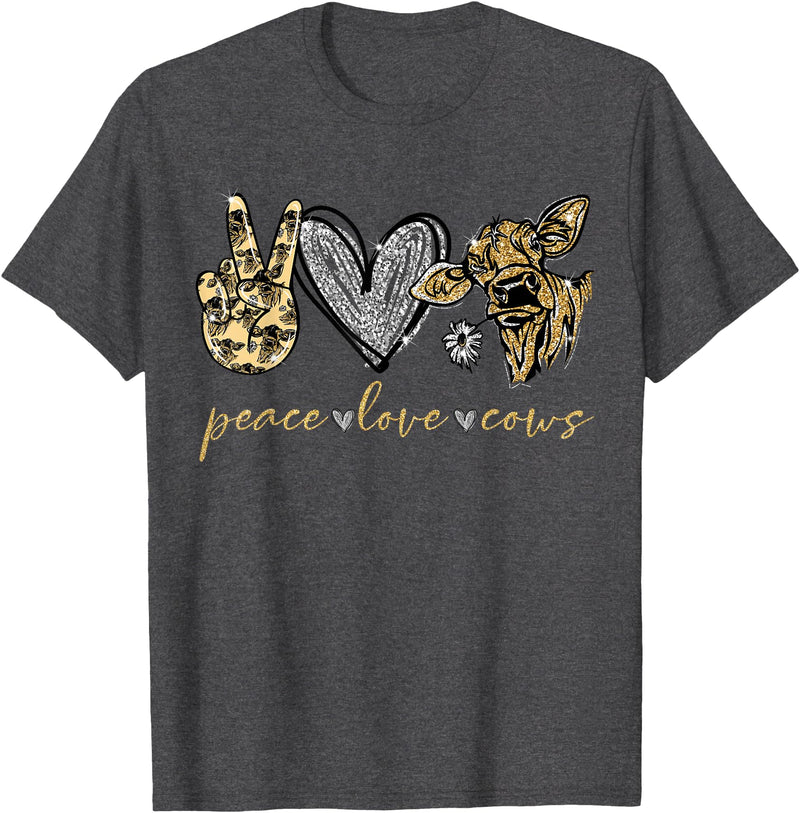 Funny Peace Love Cow - Cow Lover GiftT-Shirt Funny Peace Love Cow - Cow Lover Gift T-Shirt - Dark Heather Grey
