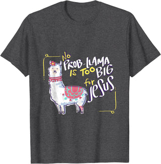 Christian and Jesus apparel - no probllama Design No Prob Llama is Too Big for Jesus Gift Idea T-Shirt - Dark Heather Grey