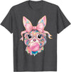 Funny Bunny Face Glasses Rabbit Coquette Bow Easter Trendy T-Shirt in Dark Heather Grey
