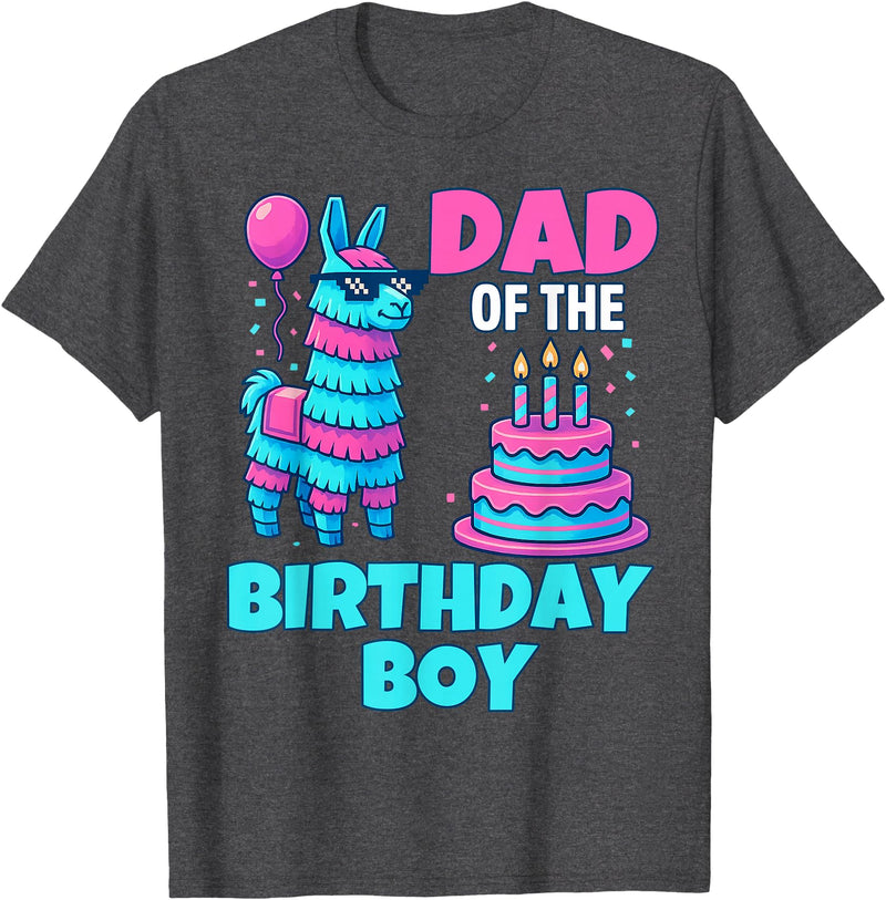 gaming gamer Birthday Llama Pinata Family Apparel dad of Birthday Boy Llama Pinata Party Family mathing Men T-Shirt - Dark Heather Grey