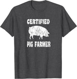 Pig Gifts for Men Women Boys Girls Toddlers by RJ - Unisex Adults Black Cotton 65% Polyester 35% Modern Animal Print Crew Neck Short Sleeve T-Shirt - Small - Office, Work - Casual - 1 Count - Dark Heather Grey