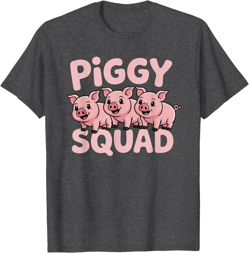 Piggy Squad - Matching Outfit Pig Lover Design T-Shirt - Dark Heather Grey