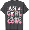 Funny Cow Farm Animal Lover Cow Cute Just a Girl Who Loves Cows T-Shirt - Dark Heather Grey