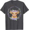 Unique Highland Cow Gifts Girls Cute Baby Highland Cow Design Purple Flowers Farm Toddler T-Shirt - Dark Heather Grey