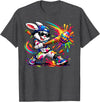 Funny Dripping Drip Rabbit Bunny Baseball Easter Men Boy Kid T-Shirt in Dark Heather Grey