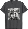 A1a Life Funny Graphic Tee Alligator Selfie with Bear in Woods Weird T-Shirt - Dark Heather Grey