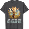 Giraffes Giraffe Lovers Shop Just a Boy who loves Giraffes. Giraffes Giraffe T-Shirt - Dark Heather Grey
