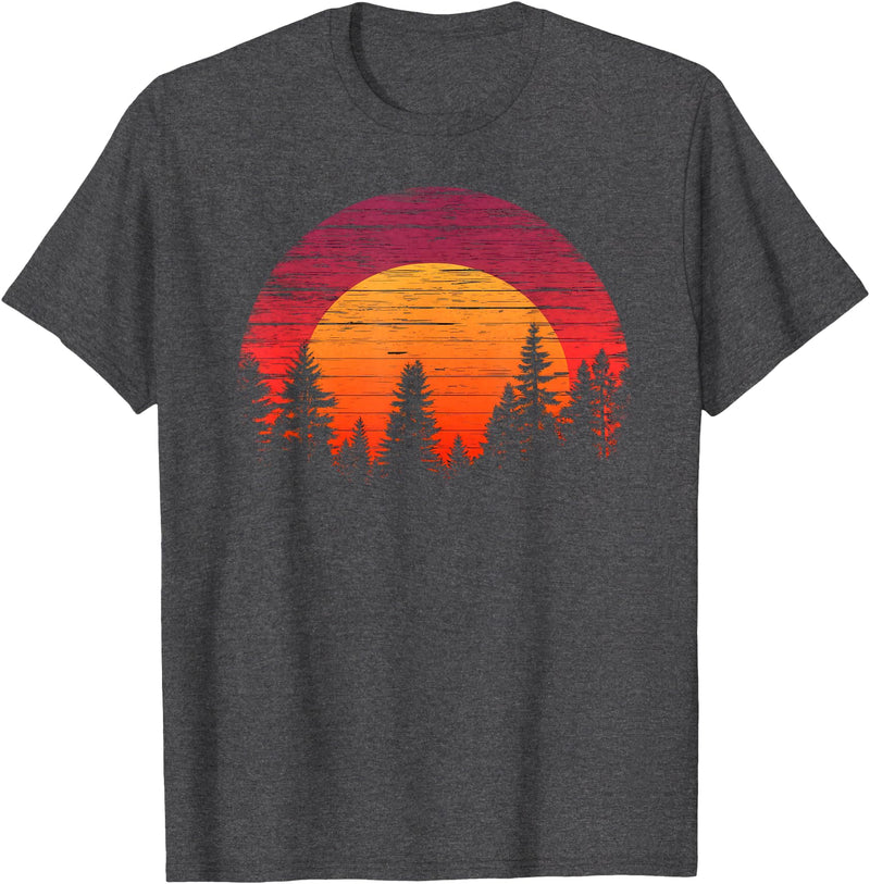 The Wilderness Reflection merch Retro Wilderness Bear Trees Reflection Outdoor Forest T-Shirt - Dark Heather Grey