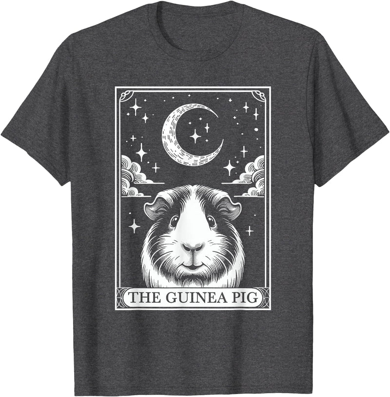 Retro Guinea Pig Lover The Moon Halloween Tarot Card Vintage Crescent Moon Guinea Pig Mom Pet Lovers T-Shirt - Dark Heather Grey