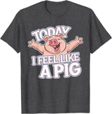 Kids Pig Design for Pig Lovers Today I feel like a Pig Design for Children | Kids Pig T-Shirt - Dark Heather Grey