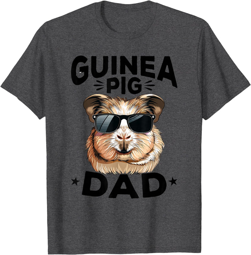 Funny Guinea Pig Pet Lover Rodent Lover Graphics Funny Guinea Pig Pet Lover Rodent Animal Guinea Pig Dad T-Shirt - Dark Heather Grey