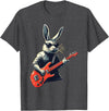 Rabbit Bunny Wearing Sunglasses Playing Guitar Musician T-Shirt in Dark Heather Grey