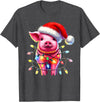 Christmas Pig Lover Pig Christmas Light Pig Lover T-Shirt - Dark Heather Grey