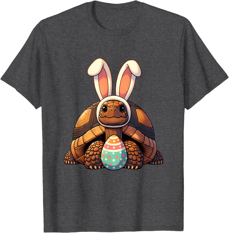 Funny Easter Tortoise Lovers Egg Eggs Bunny Rabbit Funny T-Shirt in Dark Heather Grey