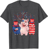 Ohia Three Patriotic Pigs USA Independence Day Tee Funny Red White Blue Pig American Flag Farmer 4th Of July T-Shirt - Dark Heather Grey
