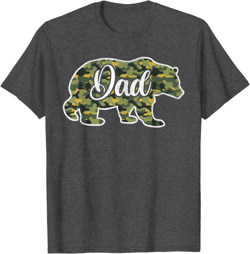Bear Hunting Gifts For Hunters Men’s Bear Hunter Dad Camouflage Shirts, Father Hunting Camo T-Shirt - Dark Heather Grey