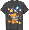 Cute Autism Awareness Puzzle Cute Autism Awareness Bear Colorful Puzzle T-Shirt - Dark Heather Grey