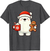 Cute Polar Bear Beanie Christmas Kawaii Japanese Polar Bear Santa Hat Christmas Holiday Xmas Coffee Cookies T-Shirt - Dark Heather Grey