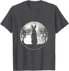 Scary Bunny Moon Night Rabbit T-Shirt in Dark Heather Grey
