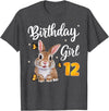 Bunny Rabbit Birthday Girl 12th Birthday Party 12 Years Old T-Shirt in Dark Heather Grey