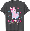 Llamazing Birthday Girl Llama Family BW Art Llama Birthday Girl Llamazing Birthday Alpaca Llama Girl T-Shirt - Dark Heather Grey