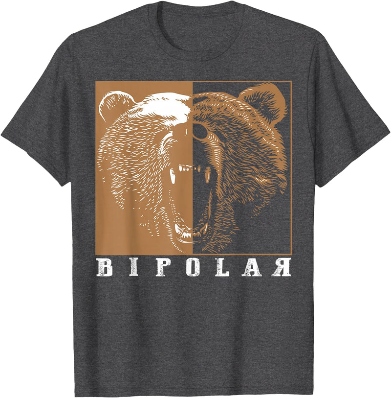 Cool I Love Polar Bears With Bipolar Designs Bipolar Cute Mental Disorder Polar Bear Gift T-Shirt - Dark Heather Grey