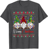 Xmas Lights Gnomes Holiday Graphics Merry Christmas Leopard Buffalo Red Plaid for Men Women T-Shirt - Dark Heather Grey