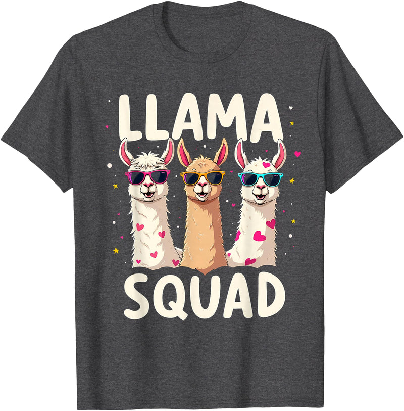 Funny Llama Alpaca Animal Lover Gifts Clothing Llama Squad T-Shirt - Dark Heather Grey