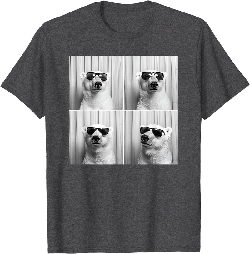 Arctic Polar Bear Face Photography Men Women Kids Cool Polar Bear With Sunglasses Funny Zoo Animal Selfie T-Shirt - Dark Heather Grey