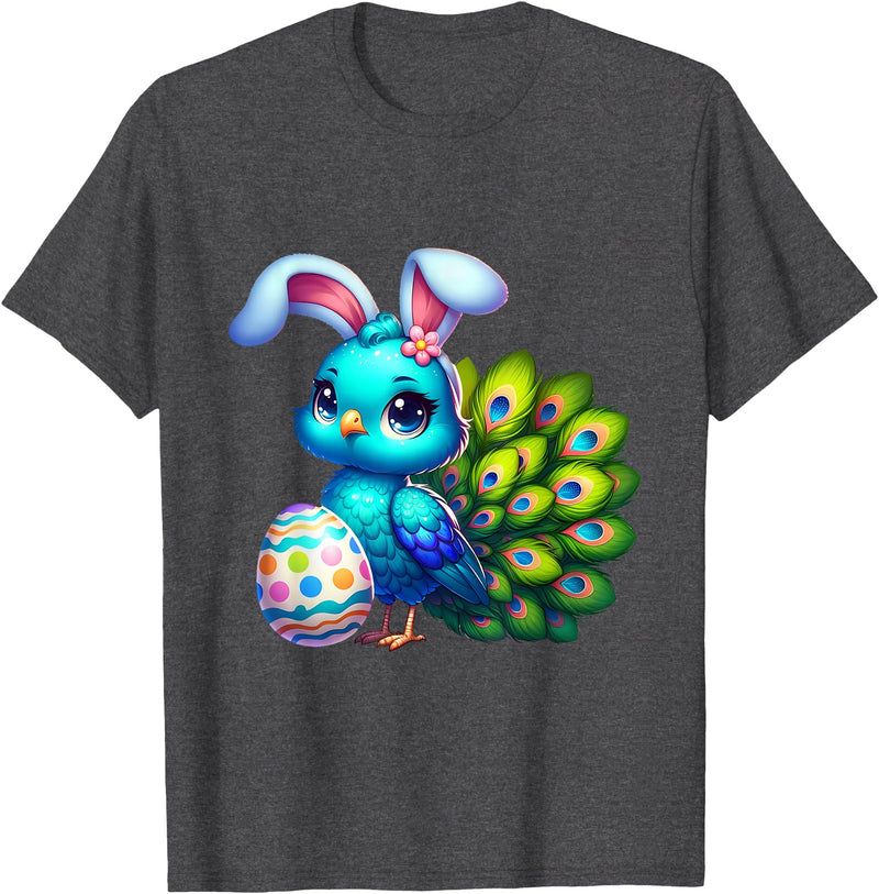 Funny Easter Peacock Lover Egg Eggs Bunny Rabbit Men Women T-Shirt in Dark Heather Grey