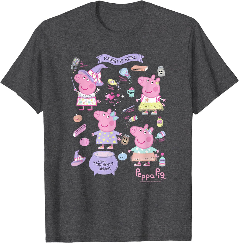Peppa Pig Halloween Real Peppa Magic Icons T-Shirt Small - Dark Heather Grey