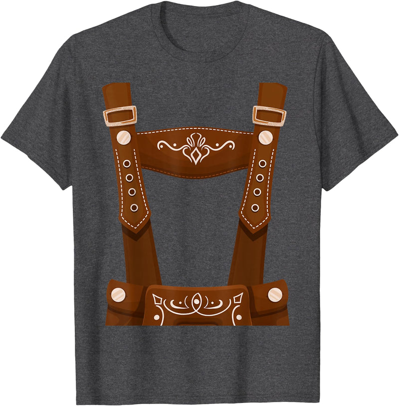 Bavarian Oktoberfest Halloween Costume Oktoberfest Costume Halloween Lederhosen T-Shirt - Dark Heather Grey