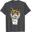 Funny Llama Alpaca Animal Lover Women's Floral Llama Alpaca Funny Graphics T-Shirt - Dark Heather Grey