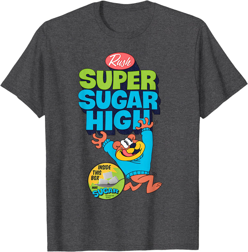 Mathiole Super Sugar Funny Cereal Box Sweet Tooth Bear Candy T-Shirt - Dark Heather Grey