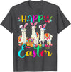 Happy Easter Three Llama Wearing Bunny Ear Happy Easter Llama Lover Three Llama Wearing Bunny Ear T-Shirt - Dark Heather Grey