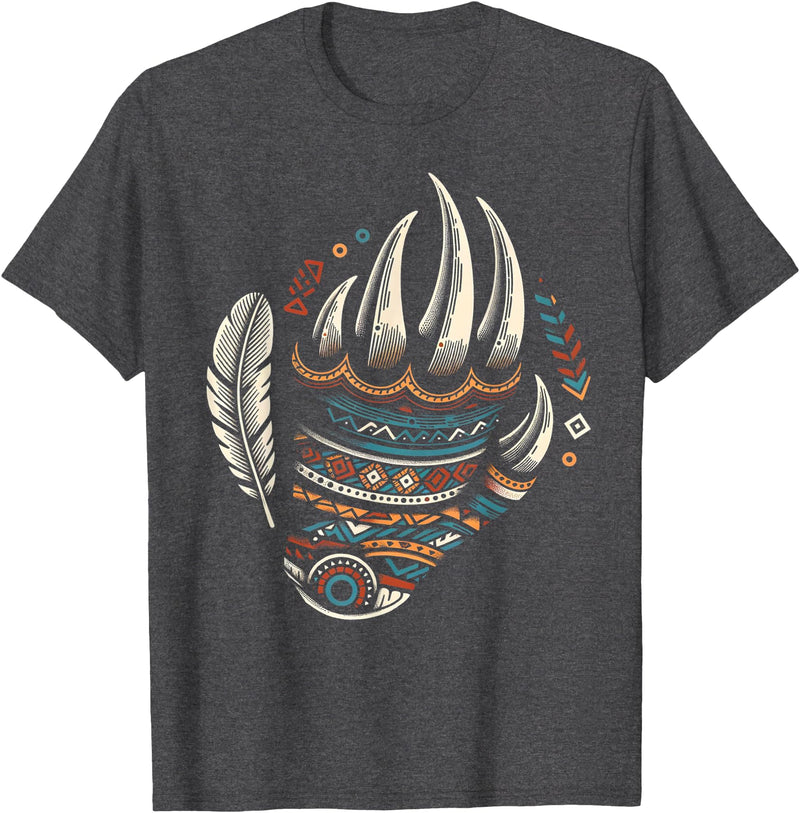 Native Indians Indigenous Bear Paw Clothing Men Native Heritage Month Proud Native American Bear Claws T-Shirt - Dark Heather Grey