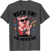 Musical Pig Tribe Collective for Rock Enthusiasts Rock On Pig Never Die Music Lovers Funny Concert Vibe T-Shirt - Dark Heather Grey