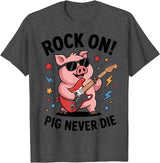 Musical Pig Tribe Collective for Rock Enthusiasts Rock On Pig Never Die Music Lovers Funny Concert Vibe T-Shirt - Dark Heather Grey