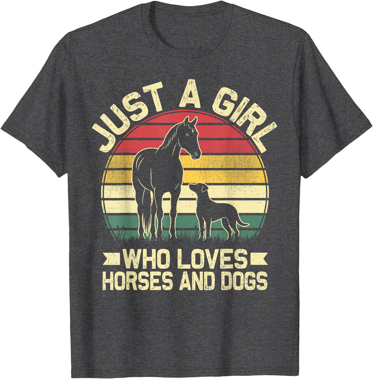 Unique Horse Riding Gifts for Girls Toddlers Just A Girl Who Loves Horses and Dogs Animal Lover T-Shirt - Dark Heather Grey