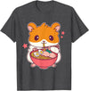 Cute Hamster Eating Ramen Hamster Lovers T-Shirt - Dark Heather Grey