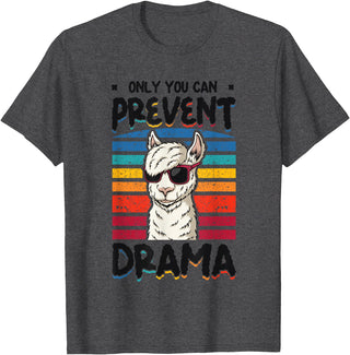 No Drama Llama and Alpaca Designs Only You Can Prevent Drama Llama T-Shirt - Dark Heather Grey