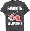 Pig Lover Gift Co. Favorite Sleep, Napping Pig, Piglet & Piggy Pajama T-Shirt - Dark Heather Grey