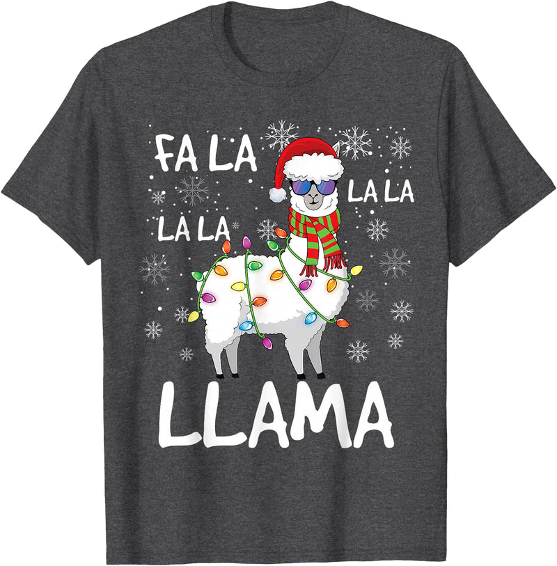 Funny Christmas Llama Shirts Fa La La Llama Shirt Men Women Funny Llama Christmas T-Shirt - Dark Heather Grey